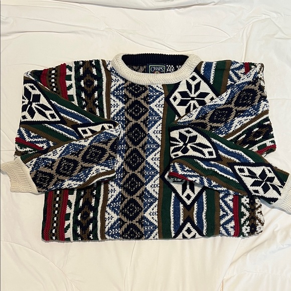 Chaps X Ralph Lauren Sweater with Geometric Multicolor Design - Picture 1 of 4